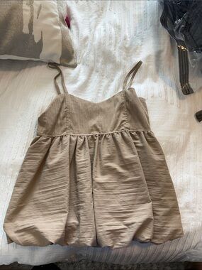 Beige Spaghetti Strap Babydoll Top